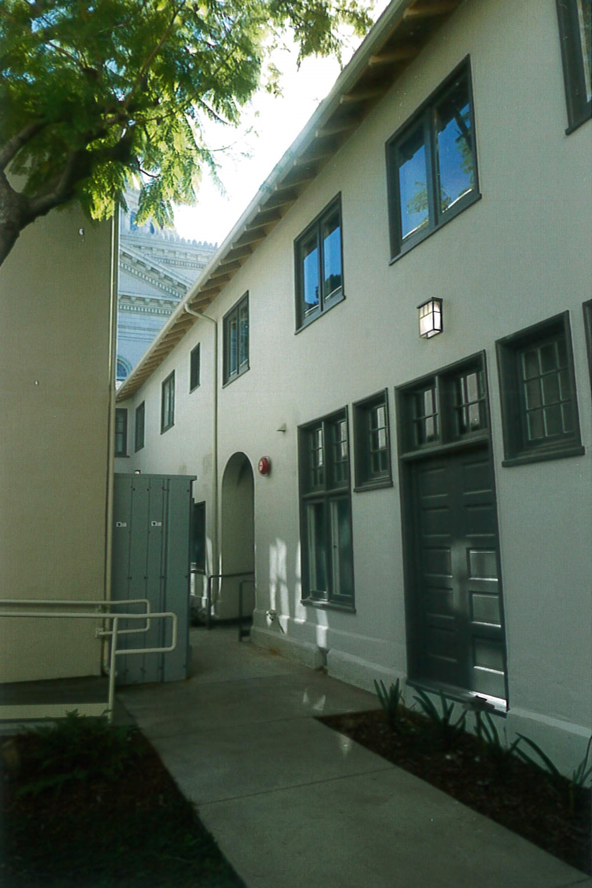 Exterior view of renovated buildings